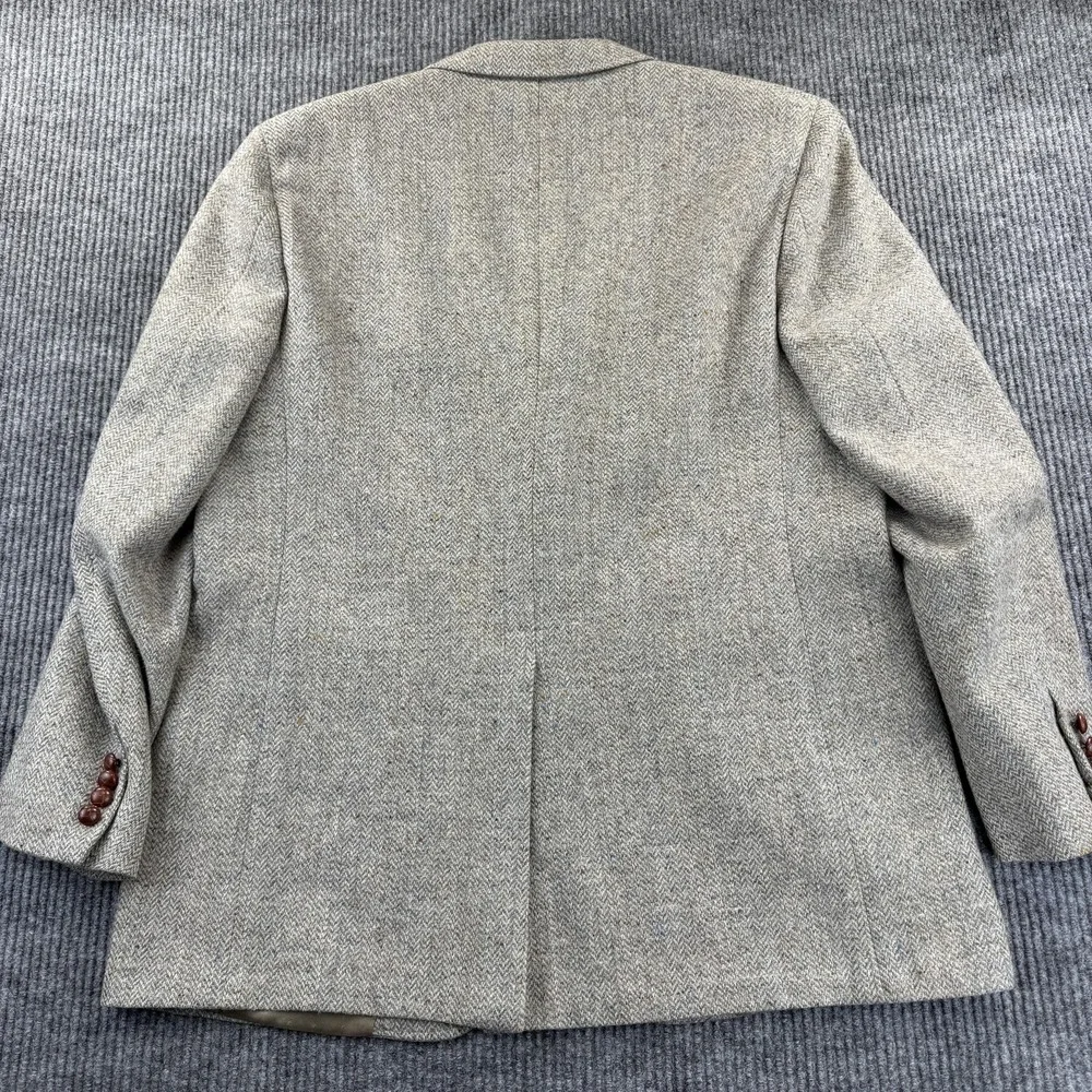 Cricketeer Blazer Mens 46 Gray Tweed Herringbone Wool Made USA 2 Button Dillards